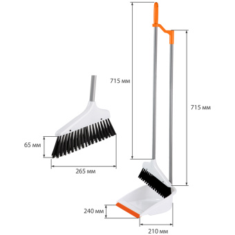 Совок для мусора OfficeClean Professional со щеткой-сметкой, метал. ручка 71,5см, пластик, рез. кром