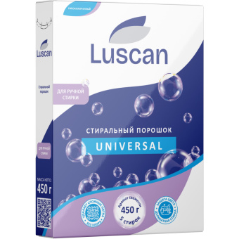 Порошок стиральный для ручной стирки Luscan Universal свежесть 450 г, для белого и цветного белья