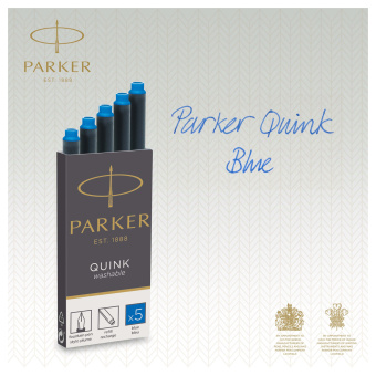 Картриджи чернильные Parker "Cartridge Quink" смываемые синие, 5шт., картонная коробка