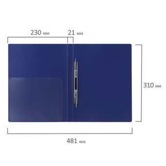Папка с металлическим скоросшивателем и внутренним карманом BRAUBERG "Диагональ", темно-синяя, до 10