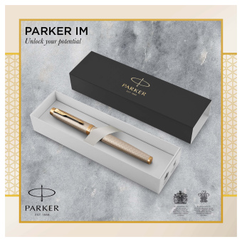 Ручка перьевая Parker "IM Premium Warm Silver GT" синяя, 0,8мм, подарочная упаковка