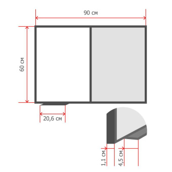 Доска д/информации Доска комб.пробковая/магн.-маркерная лак 60х90см алюм.рама