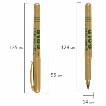 Маркер для декорирования ЗОЛОТОЙ CENTROPEN, круглый наконечник, 1 мм, 2670, 6 2670 0195