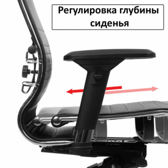 Кресло офисное МЕТТА "К-6" хром, рецик. кожа, сиденье и спинка мягкие, черное