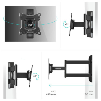 Кронштейн Onkron для телевизора 17-43 наклонно-поворотный, черный M4S