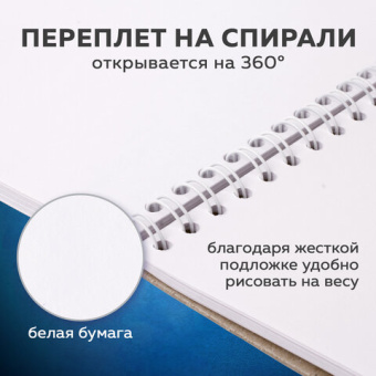 Скетчбук, белая бумага 190 г/м2, 297х210 мм, 60 л., гребень, твердая обложка, BRAUBERG ART CLASSIC