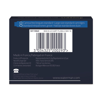 "Картридж сменный для перьевой ручки""WATERMAN Cartridge Size Standard""син 8шт"