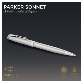 Ручка шариковая Parker "Sonnet Stainless Steel CT" черная, 1,0мм, поворот., подарочная упаковка