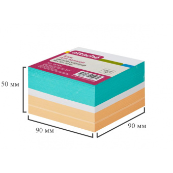 Блок-кубик ATTACHE на склейке 9х9х5 цветной блок