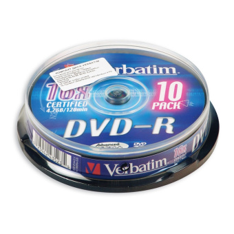 Носители информации Verbatim DVD-R 4,7Gb 16х Cake/10 43523