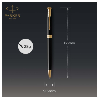 Ручка шариковая Parker "Sonnet Black Lacquer GT" черная, 1,0мм, поворот., подарочная упаковка