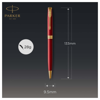 Ручка шариковая Parker "Sonnet Red GT" черная, 1,0мм, поворот., подарочная упаковка