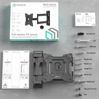Кронштейн Onkron для телевизора 17-43 наклонно-поворотный, черный M4S