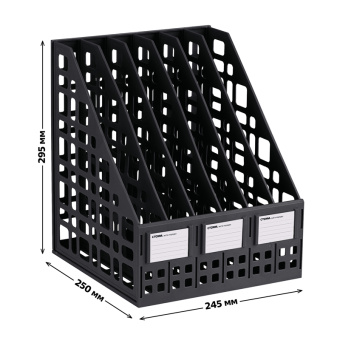 Лоток для бумаг вертикальный СТАММ, сборный, 6 отделений, черный